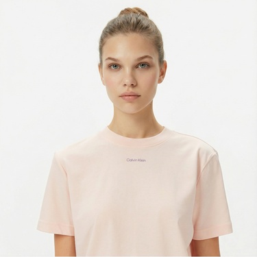  Calvin Klein Classic Logo Kadın Pembe T-Shirt