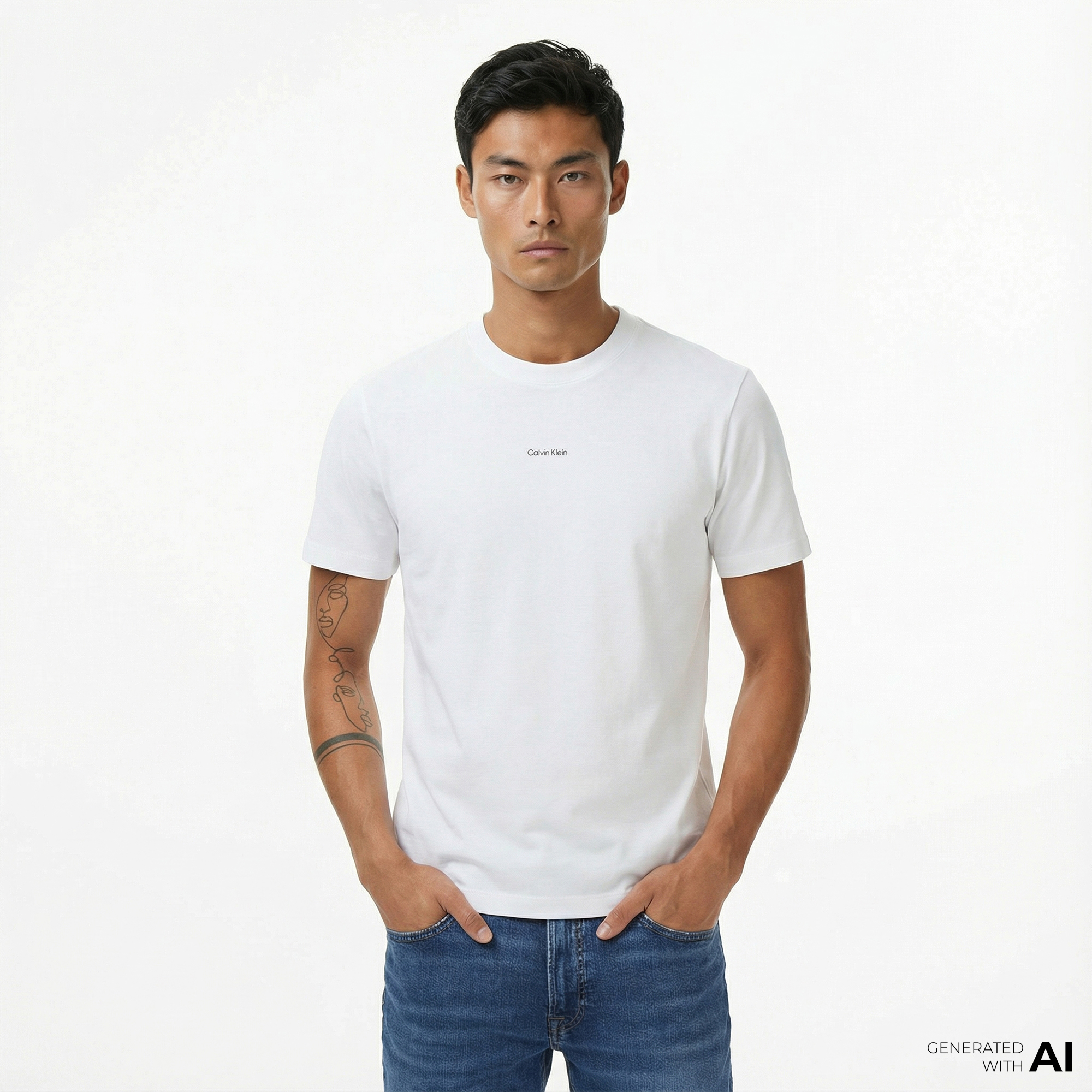  Calvin Klein Pique Nano Erkek Beyaz T-Shirt