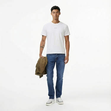  Calvin Klein Pique Nano Erkek Beyaz T-Shirt
