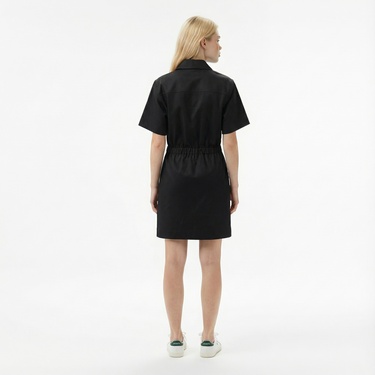  Lacoste Kadın Classic Fit Kısa Kollu Siyah Elbise