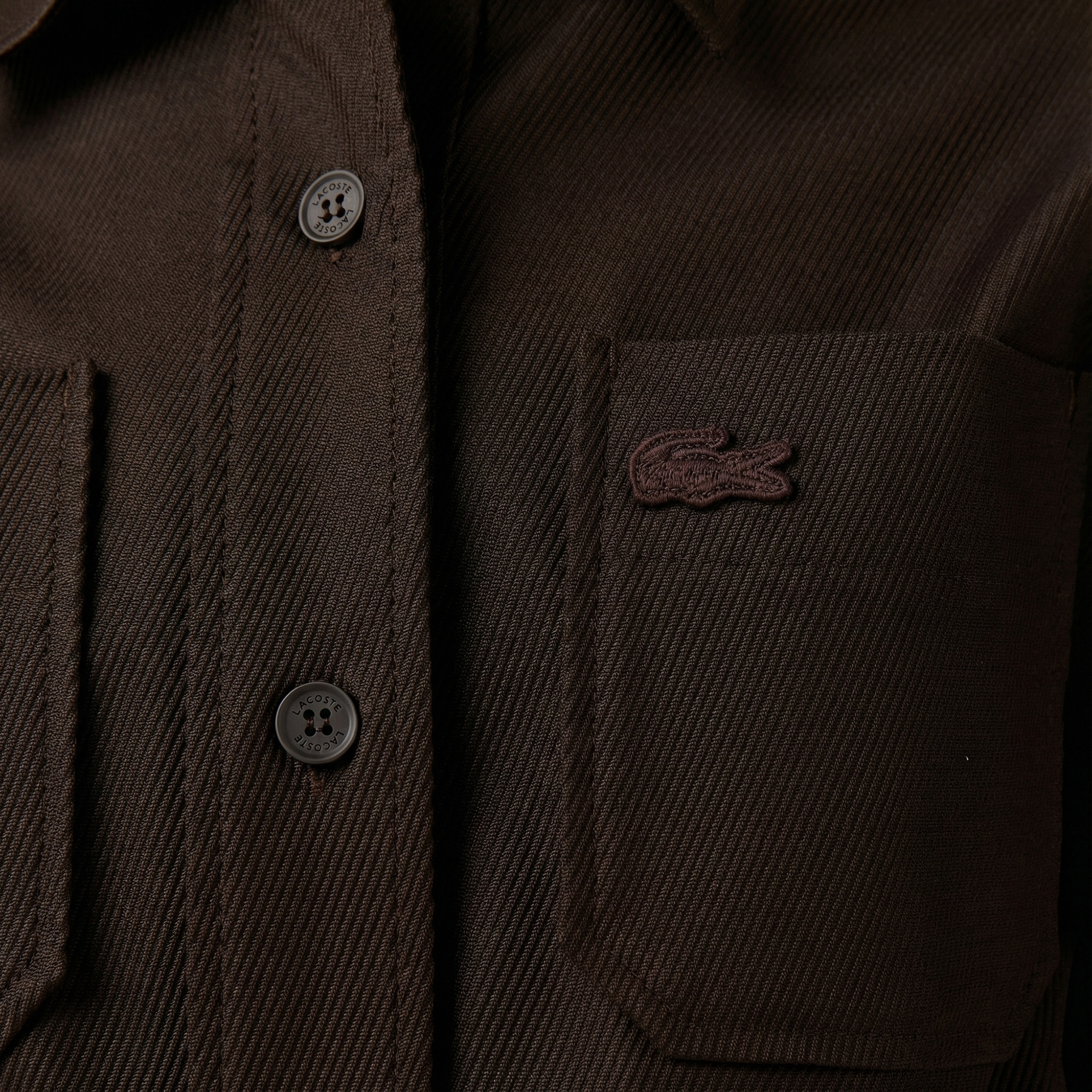 Lacoste Kadın Classic Fit Kısa Kollu Kahverengi Elbise