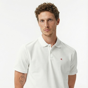  Calvin Klein Casual Pique Classic Erkek Beyaz Polo
