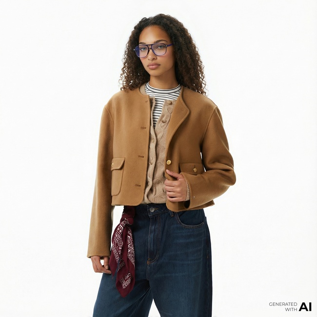  Tommy Hilfiger Wool Blend Lady Kadın Kahverengi Ceket