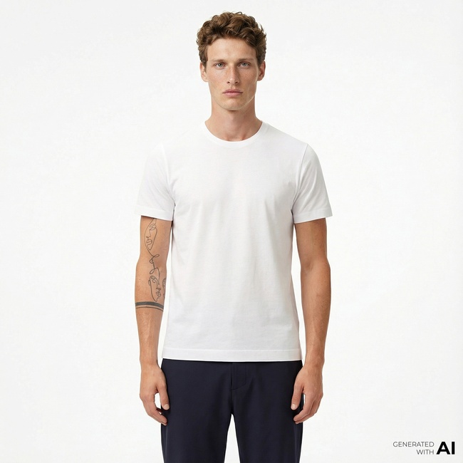  Tommy Hilfiger Mercerised Cotton Erkek Beyaz T-Shirt