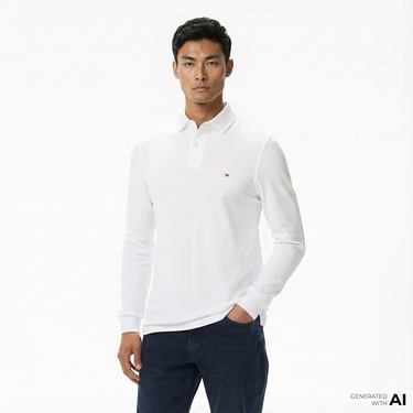  Tommy Hilfiger 1985 Regular Core Essentials Erkek Beyaz Polo Yaka T-Shirt