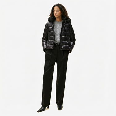  Tommy Hilfiger Gloss Down Slim Kadın Siyah Puffer Mont