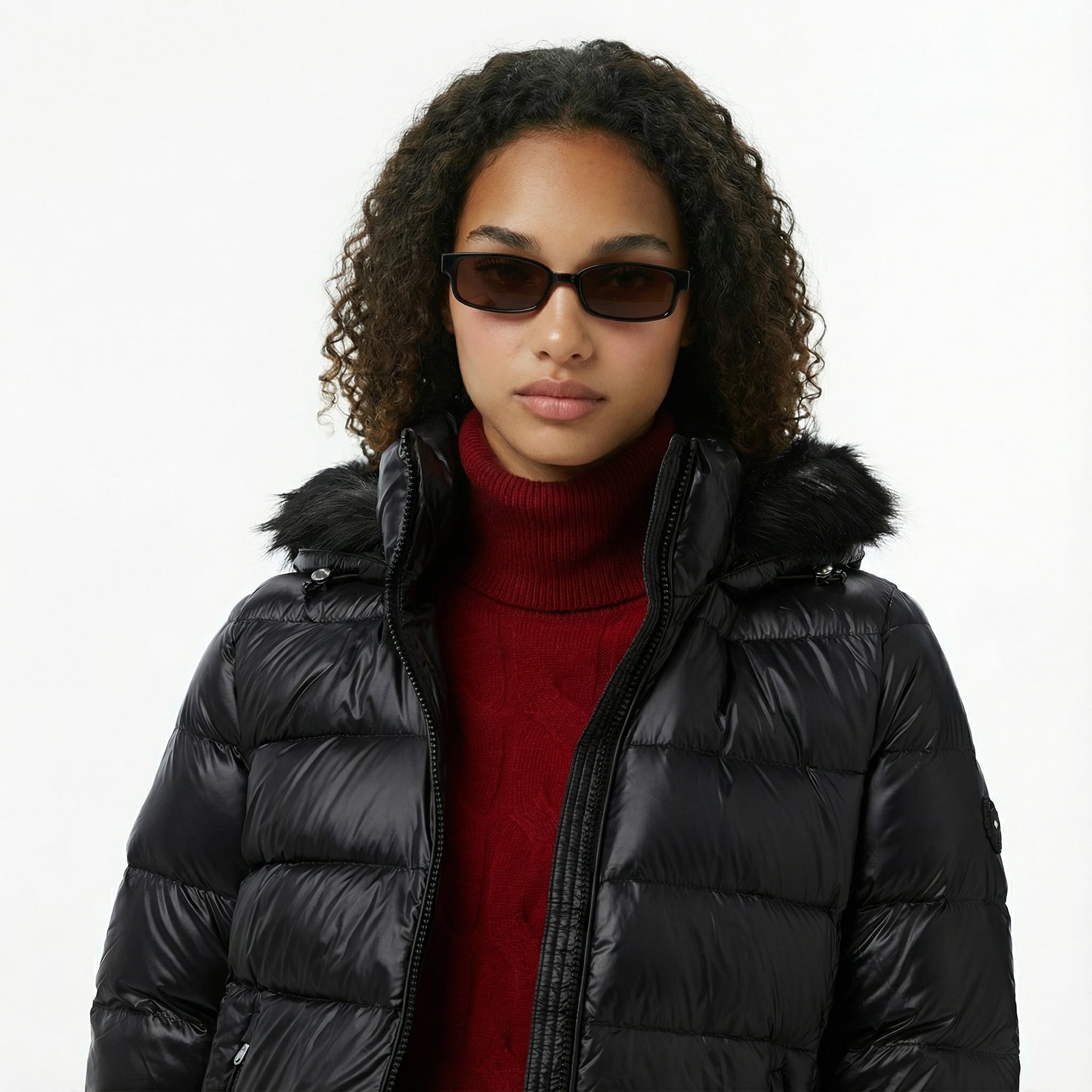 Tommy Hilfiger Gloss Down Slim Kadın Siyah Puffer Mont