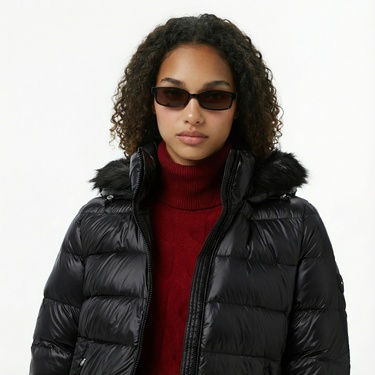  Tommy Hilfiger Gloss Down Slim Kadın Siyah Puffer Mont