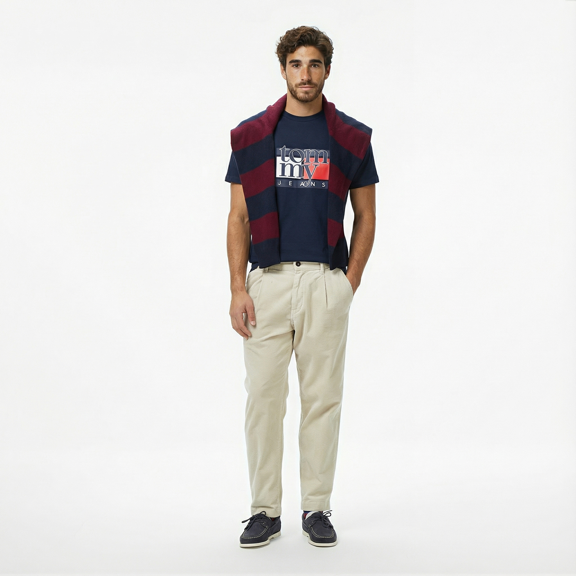  Tommy Hilfiger Twist Slim Flag Erkek Lacivert T-Shirt