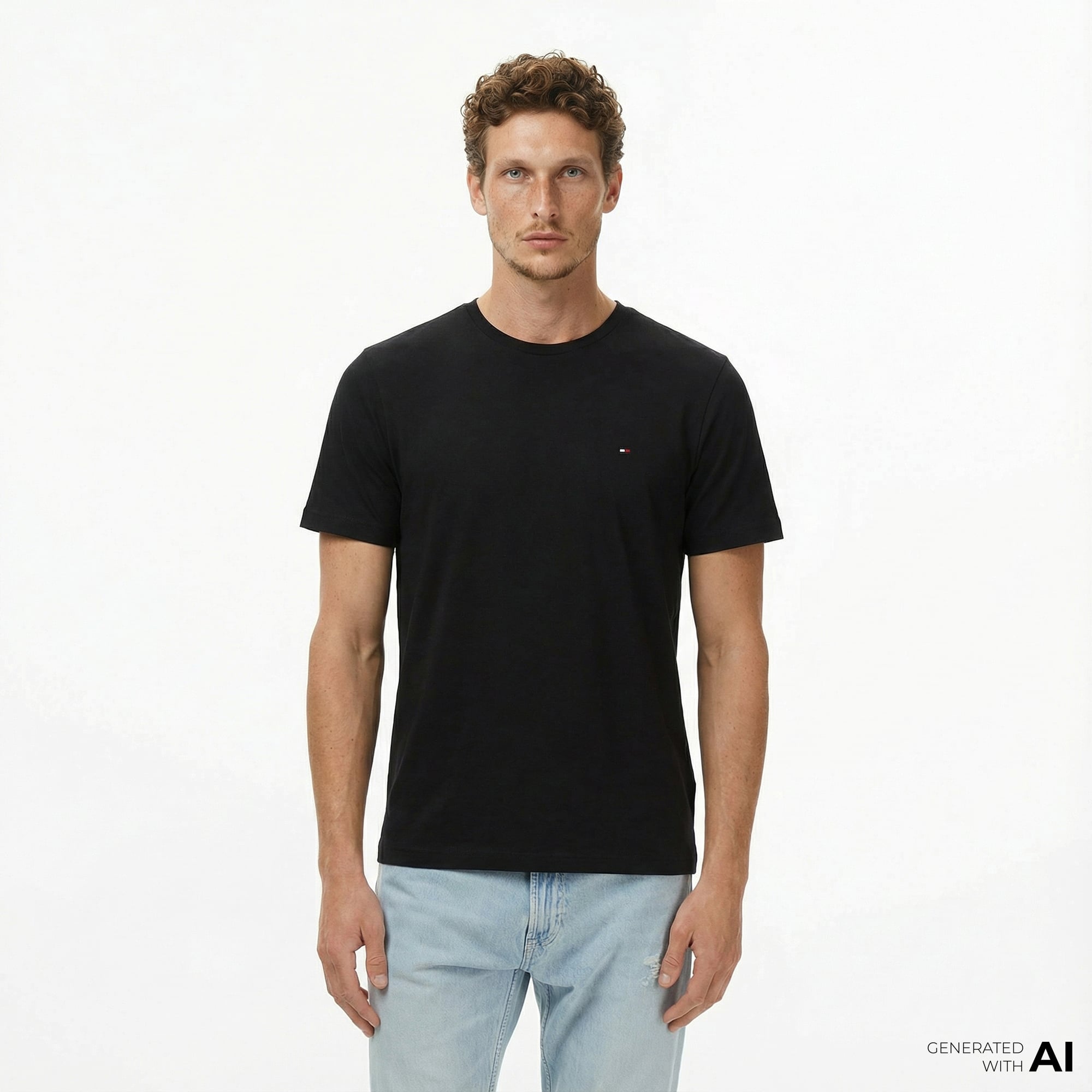  Tommy Hilfiger Cotton Modal Erkek Siyah T-Shirt
