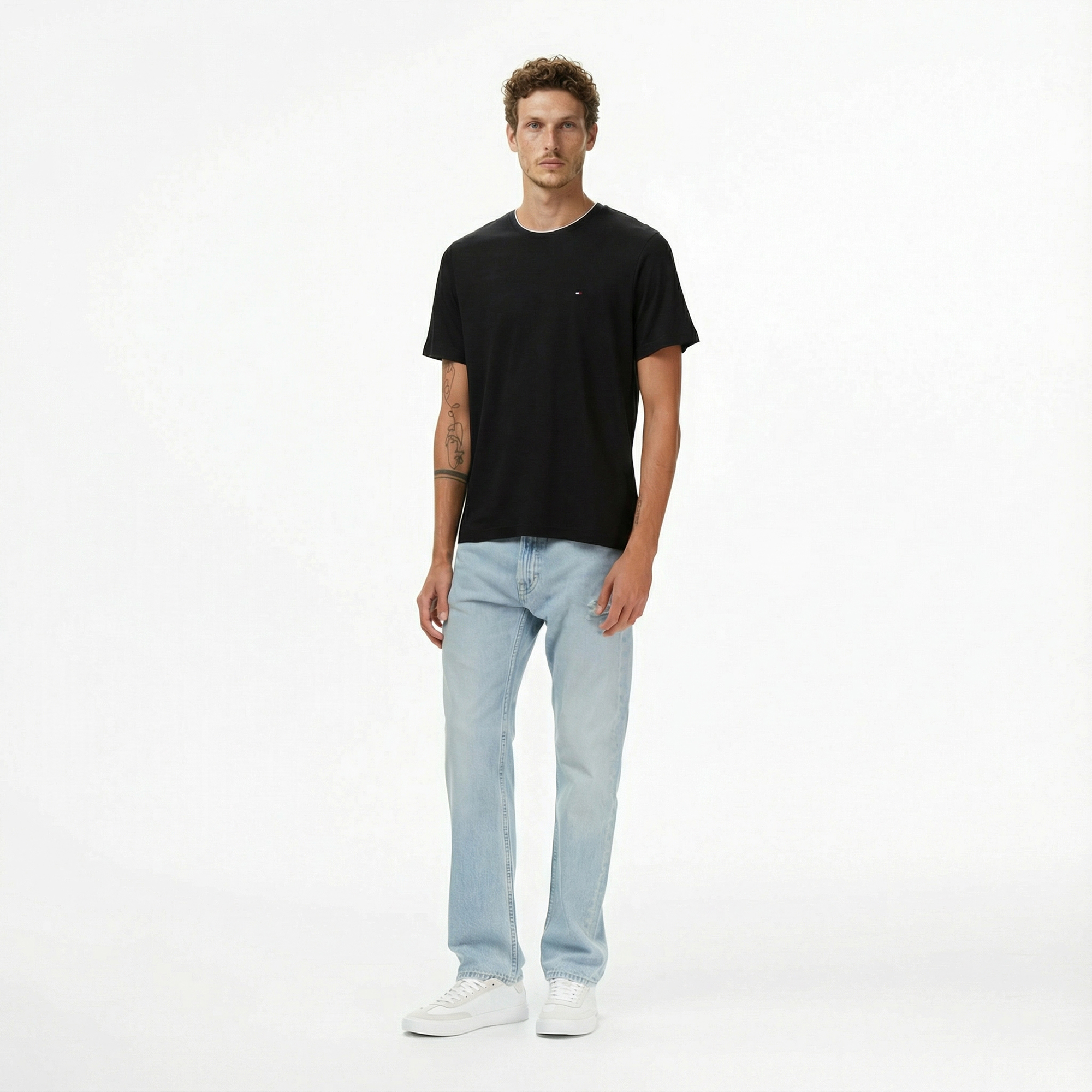 Tommy Hilfiger Cotton Modal Erkek Siyah T-Shirt