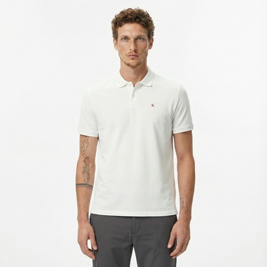  Calvin Klein Casual Pique Classic Erkek Beyaz Polo