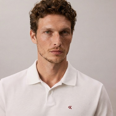  Calvin Klein Casual Pique Classic Erkek Beyaz Polo