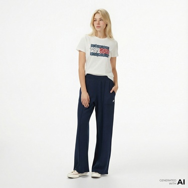  Tommy Hilfiger Script Straing Pique Kadın Lacivert Eşofman Altı