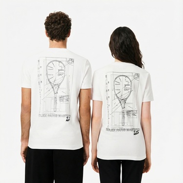  Lacoste x Rolex Paris Unisex Regular Fit Bisiklet Yaka Beyaz T-Shirt