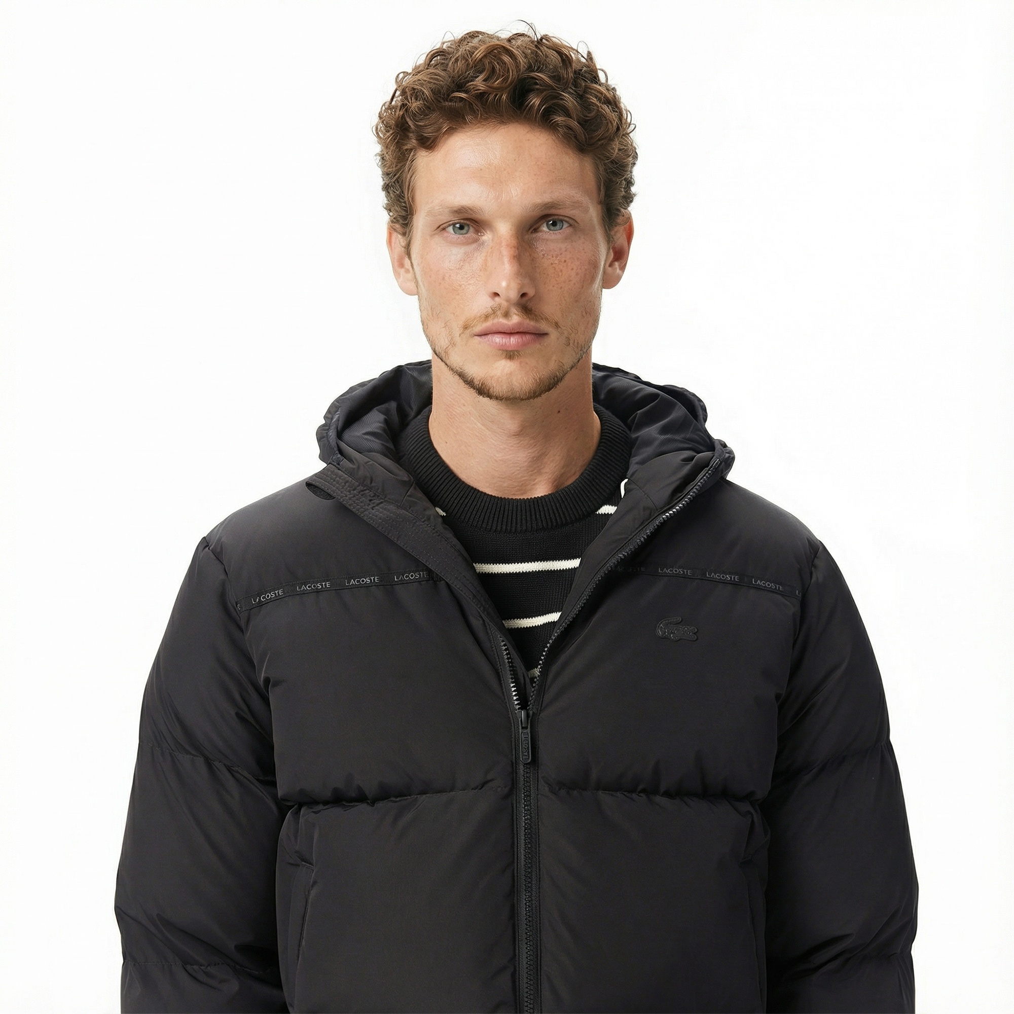 Lacoste Erkek Kapüşonlu Siyah Mont