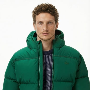  Lacoste Erkek Kapüşonlu Yeşil Mont
