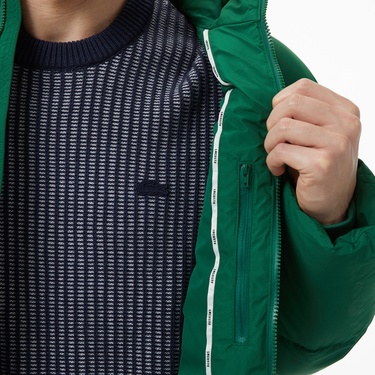  Lacoste Erkek Kapüşonlu Yeşil Mont