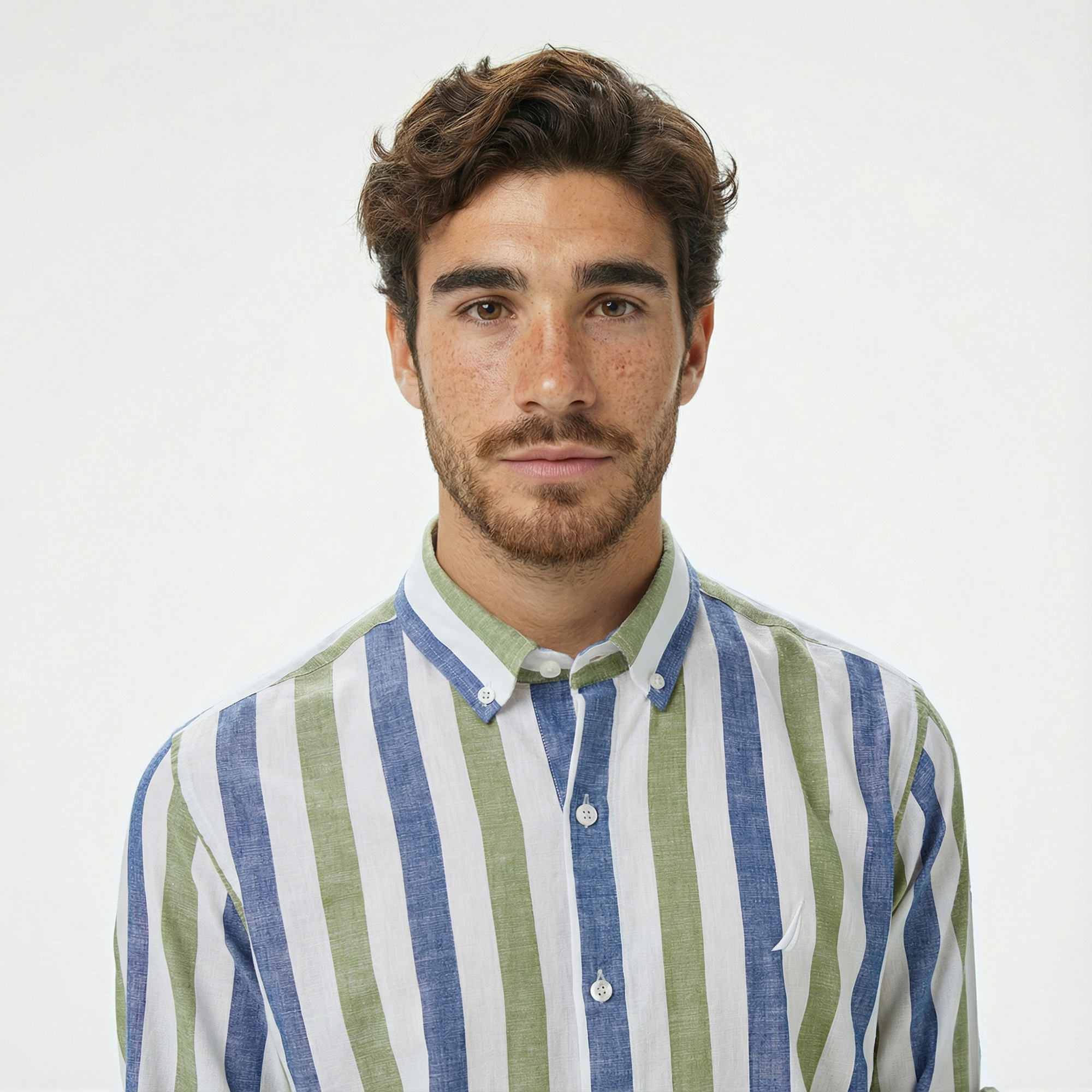  Nautica Erkek Yeşil Classic Fit Çizgili Gömlek