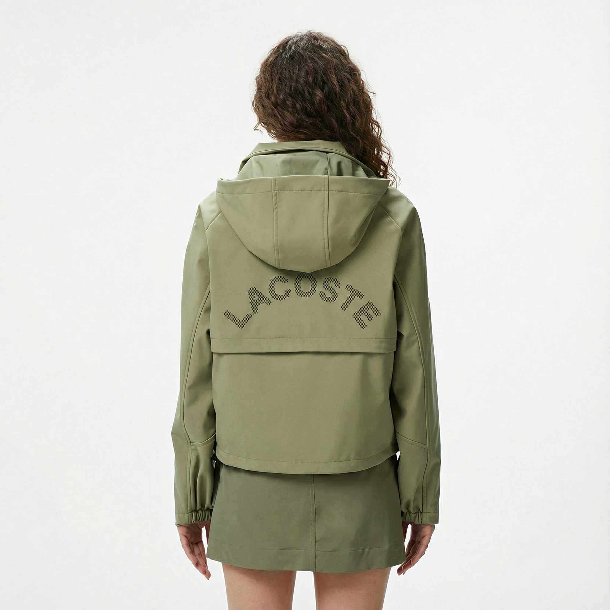 Lacoste Kadın Relaxed Fit Kapüşonlu Yeşil Yağmurluk