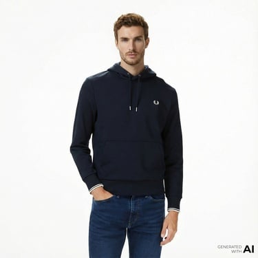  Fred Perry Tipped Hooded Erkek Lacivert Sweatshirt