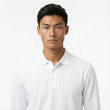  Nautica Erkek Beyaz Classic Fit Uzun Kollu Polo Yaka T-Shirt