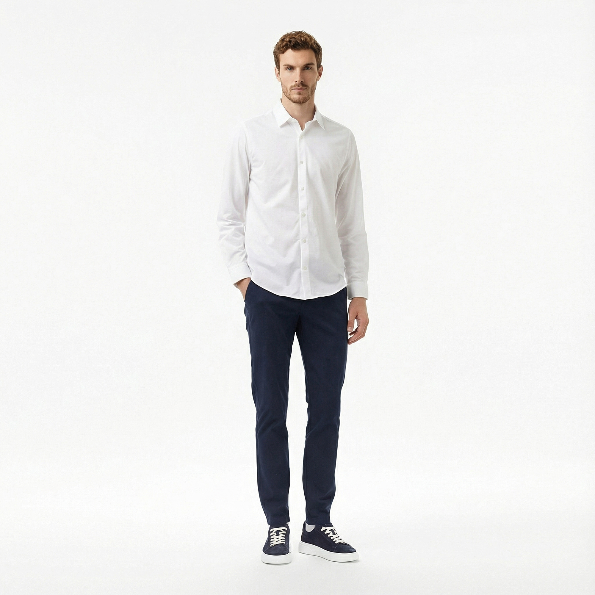  Nautica Erkek Beyaz Slim Fit Gömlek