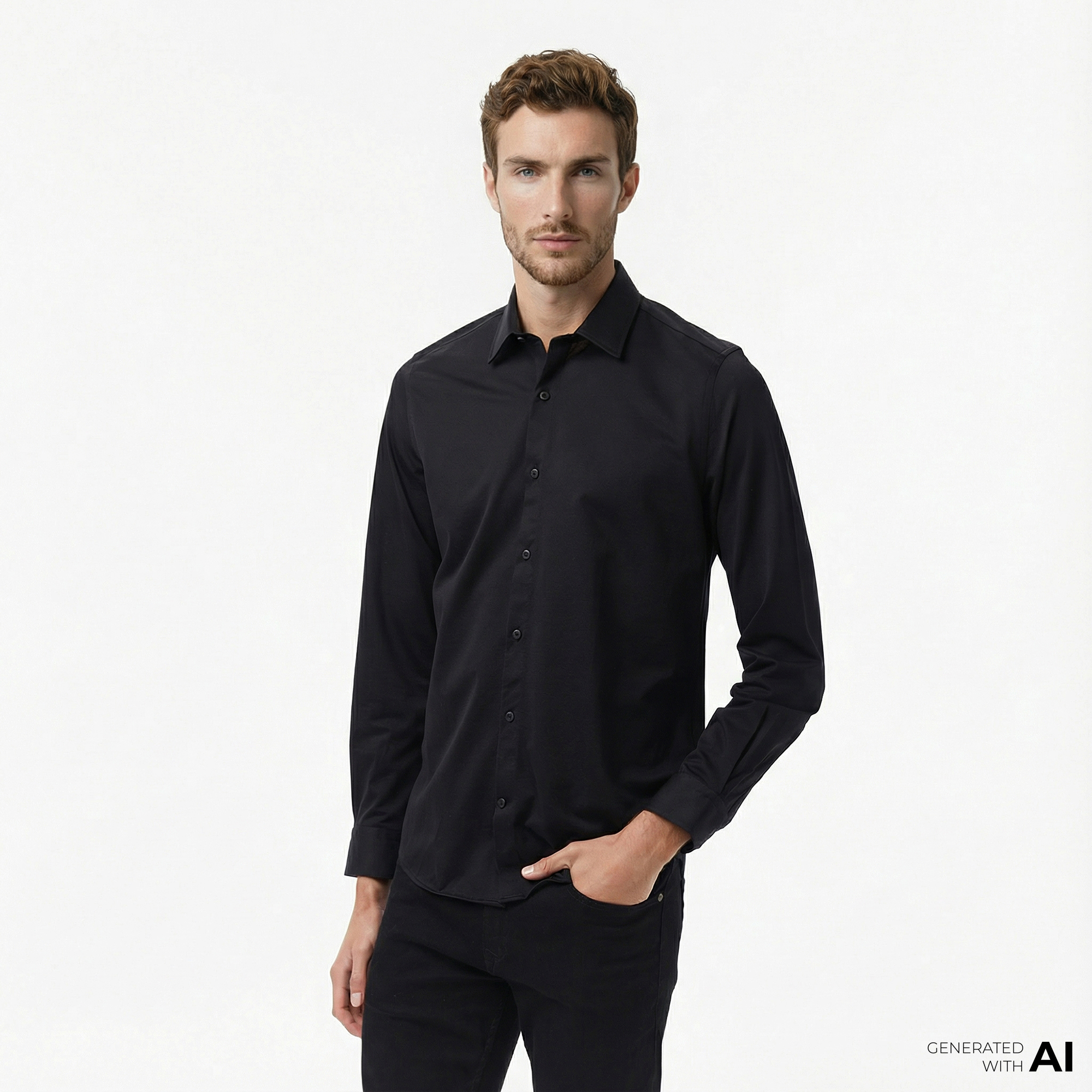  Nautica Erkek Siyah Slim Fit Gömlek