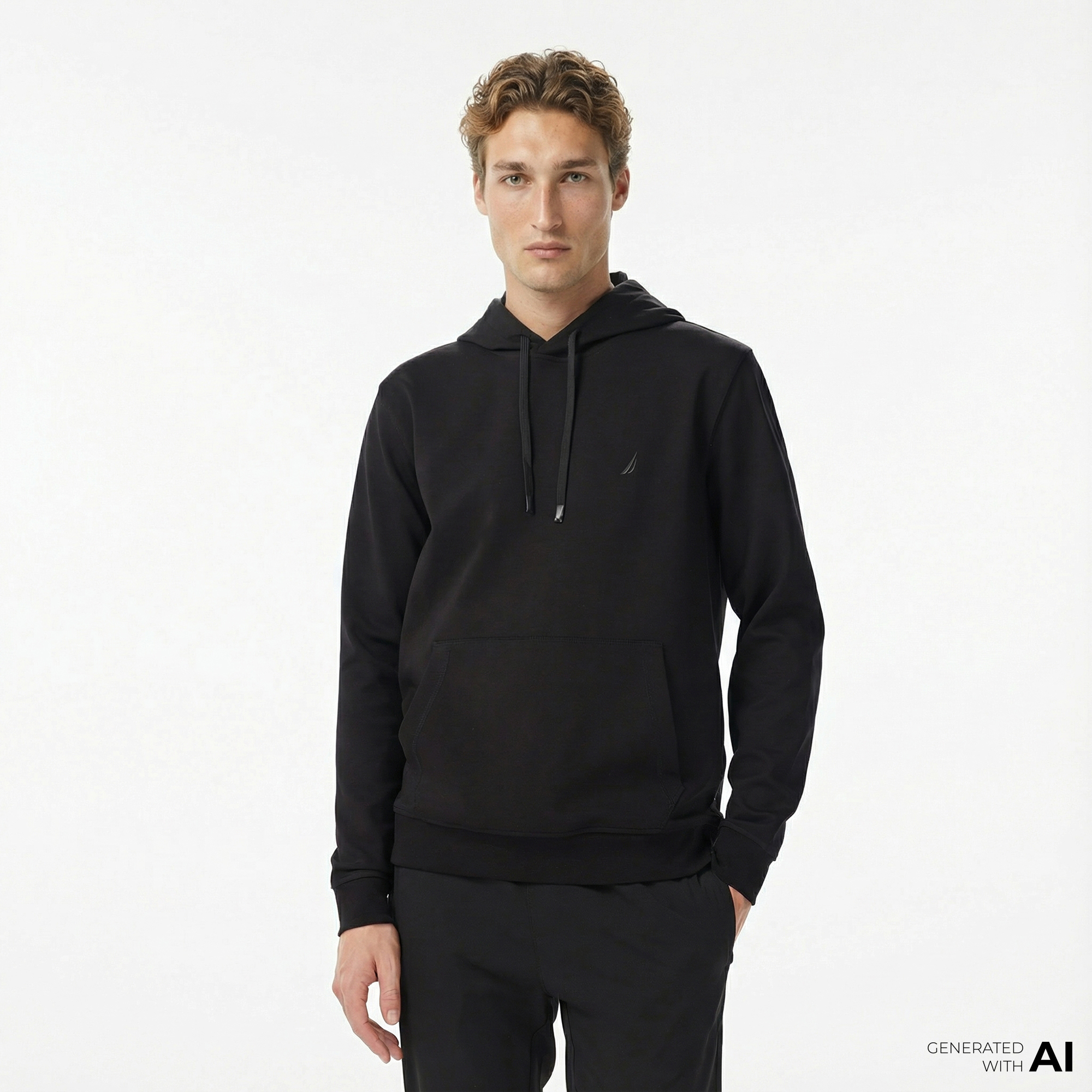  Nautica Erkek Siyah Classic Fit Kapüşonlu Sweatshirt