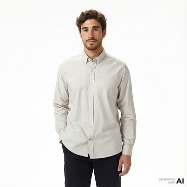  Nautica Erkek Gri Classic Fit Gömlek