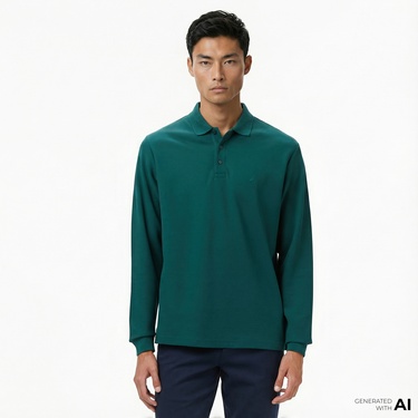  Nautica Erkek Yeşil Classic Fit Uzun Kollu Polo Yaka T-Shirt