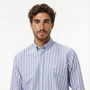  Nautica Erkek Lacivert Classic Fit Çizgili Gömlek