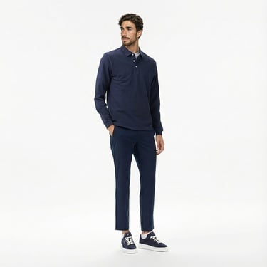  Nautica Erkek Lacivert Classic Fit Uzun Kollu Polo Yaka T-Shirt