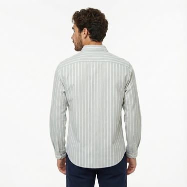  Nautica Erkek Yeşil Classic Fit Çizgili Gömlek