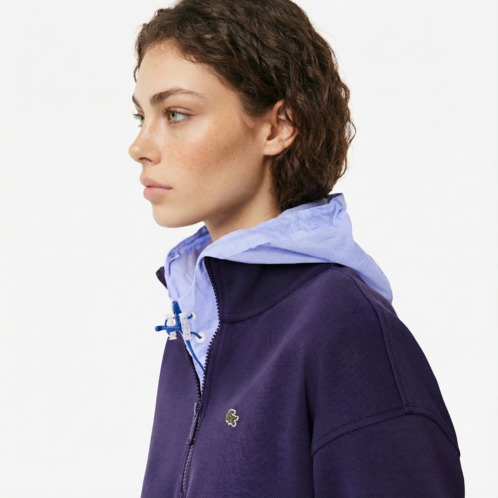Lacoste Kadın Relaxed Fit Yarım Fermuarlı Mor Sweatshirt