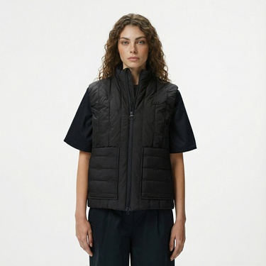  Lacoste Kadın Regular Fit Dik Yaka Kapitone Siyah Yelek