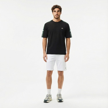  Lacoste Erkek Relaxed Fit Bisiklet Yaka Baskılı Siyah T-Shirt