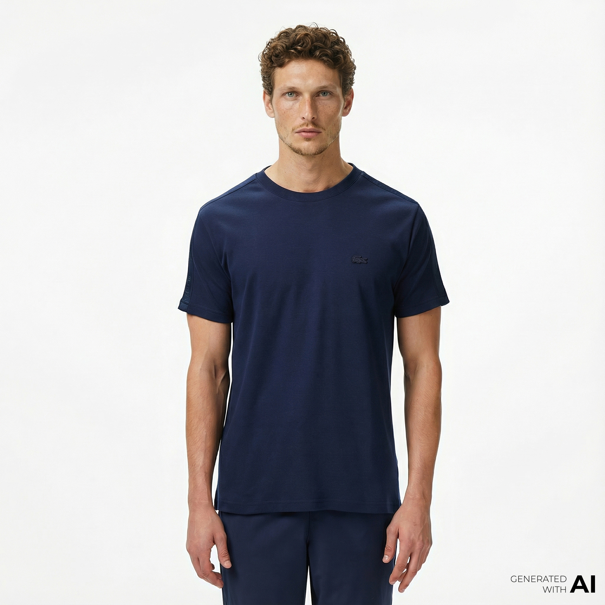  Lacoste Erkek Regular Fit Bisiklet Yaka Lacivert T-Shirt