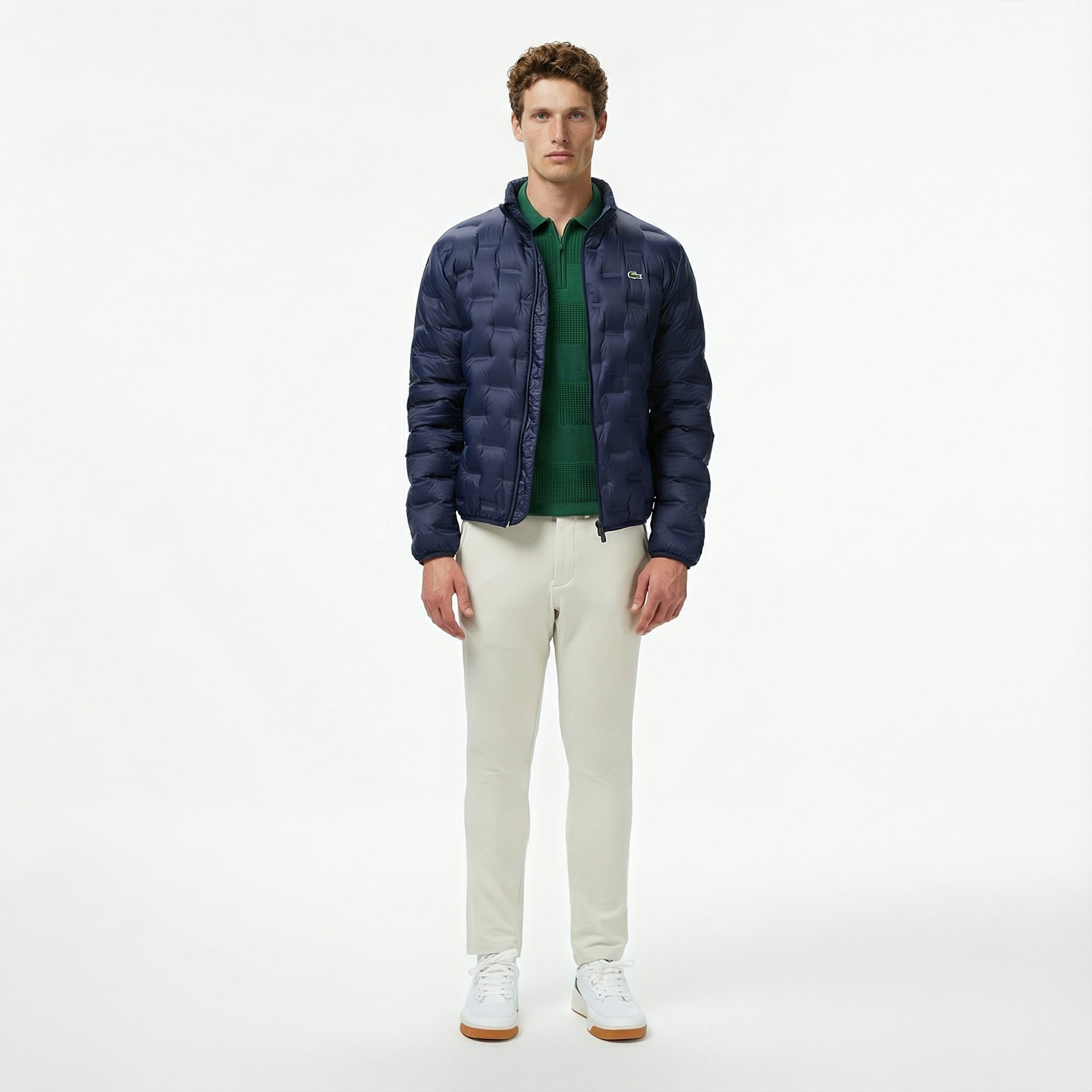 Lacoste Erkek Dik Yaka Kapitone Lacivert Mont