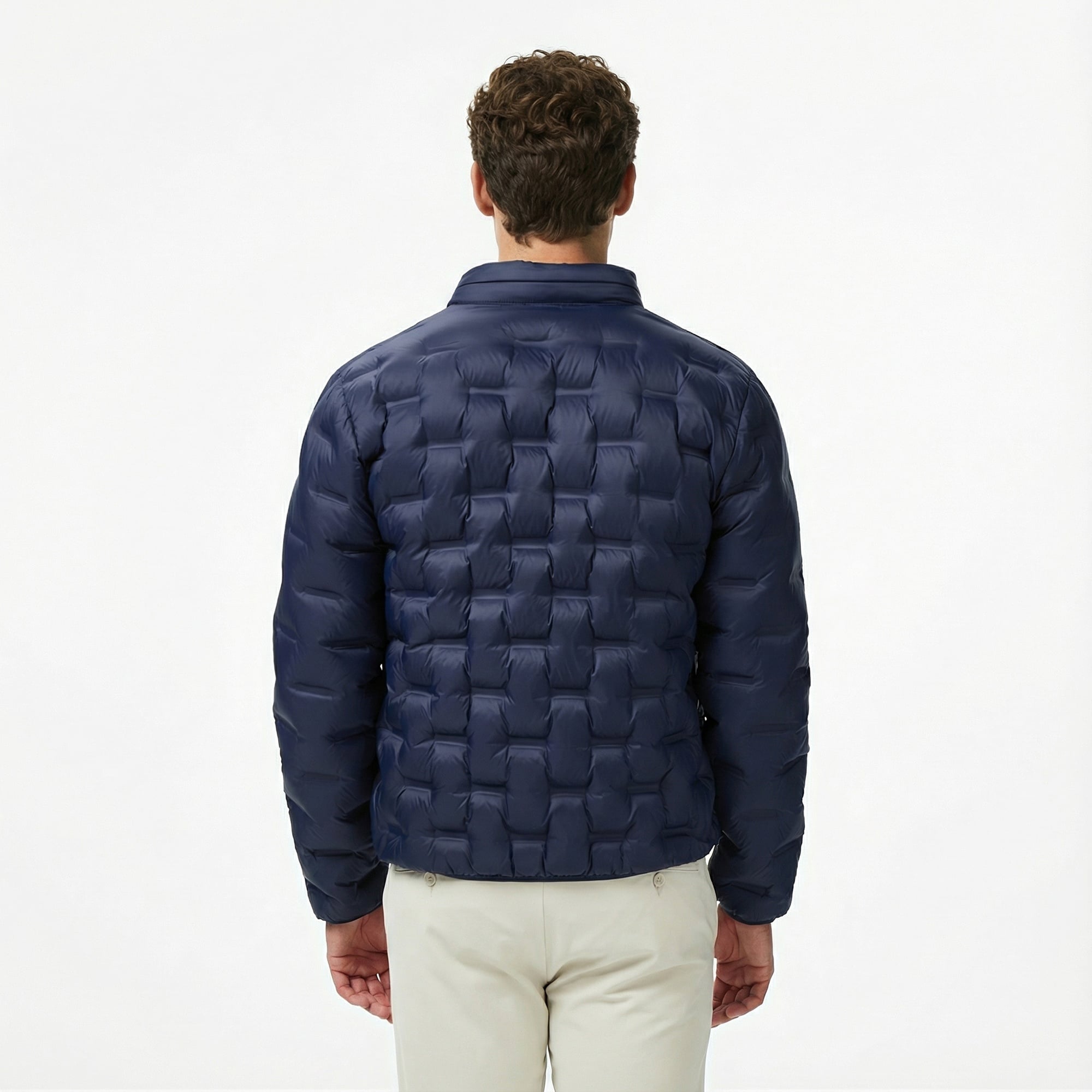 Lacoste Erkek Dik Yaka Kapitone Lacivert Mont