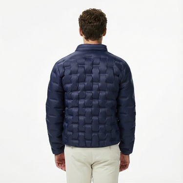  Lacoste Erkek Dik Yaka Kapitone Lacivert Mont