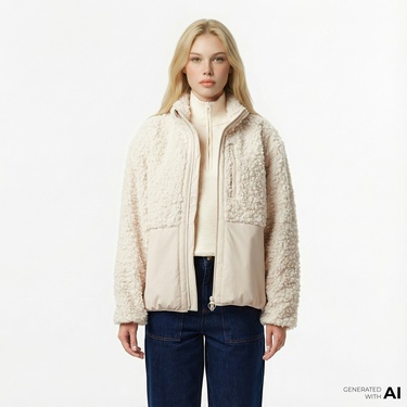  Lacoste Kadın Dik Yaka Beyaz Ceket