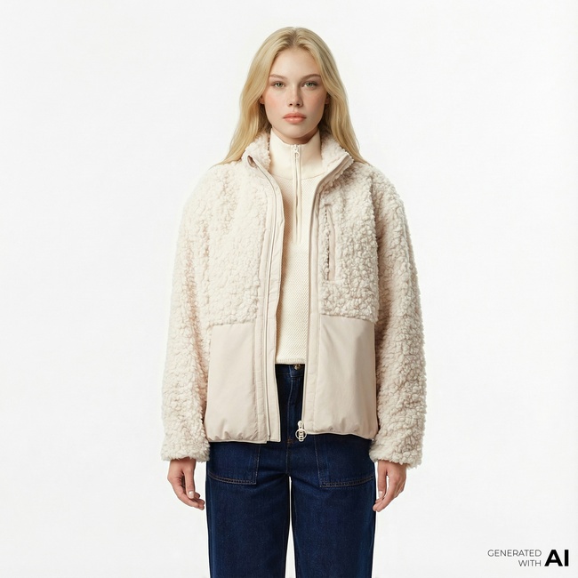  Lacoste Kadın Dik Yaka Beyaz Ceket