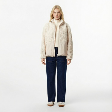  Lacoste Kadın Dik Yaka Beyaz Ceket