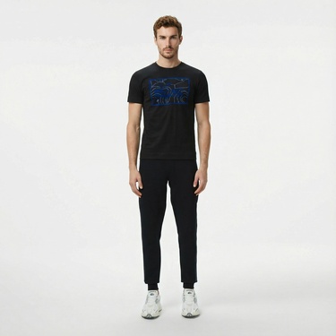  Lacoste Erkek Regular Fit Bisiklet Yaka Baskılı Siyah T-Shirt