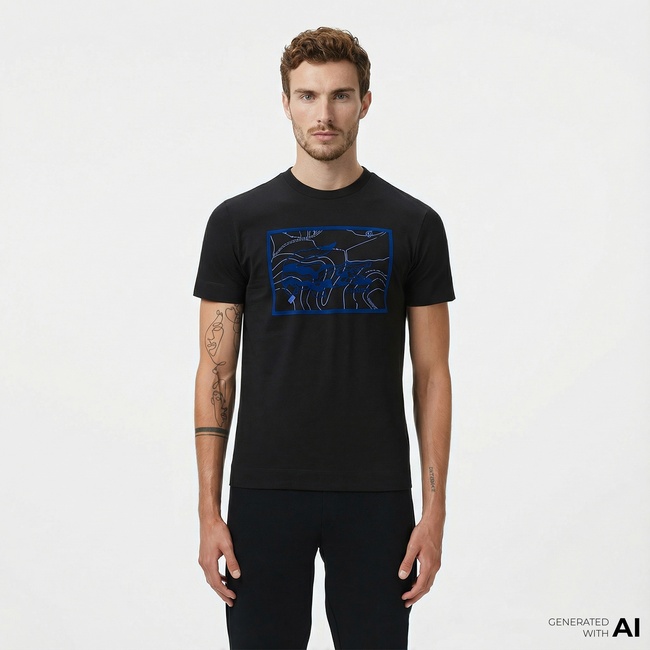  Lacoste Erkek Regular Fit Bisiklet Yaka Baskılı Siyah T-Shirt