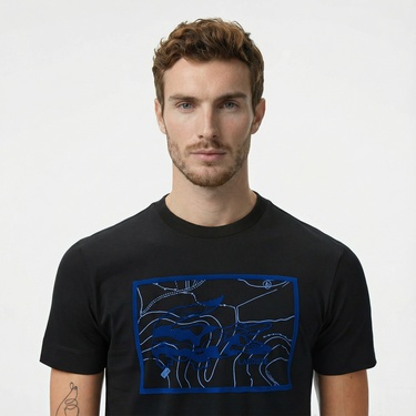  Lacoste Erkek Regular Fit Bisiklet Yaka Baskılı Siyah T-Shirt