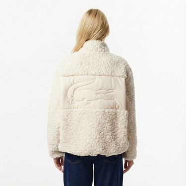  Lacoste Kadın Dik Yaka Beyaz Ceket