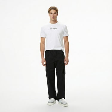  Calvin Klein Standard Logo Crew Erkek Beyaz T-Shirt