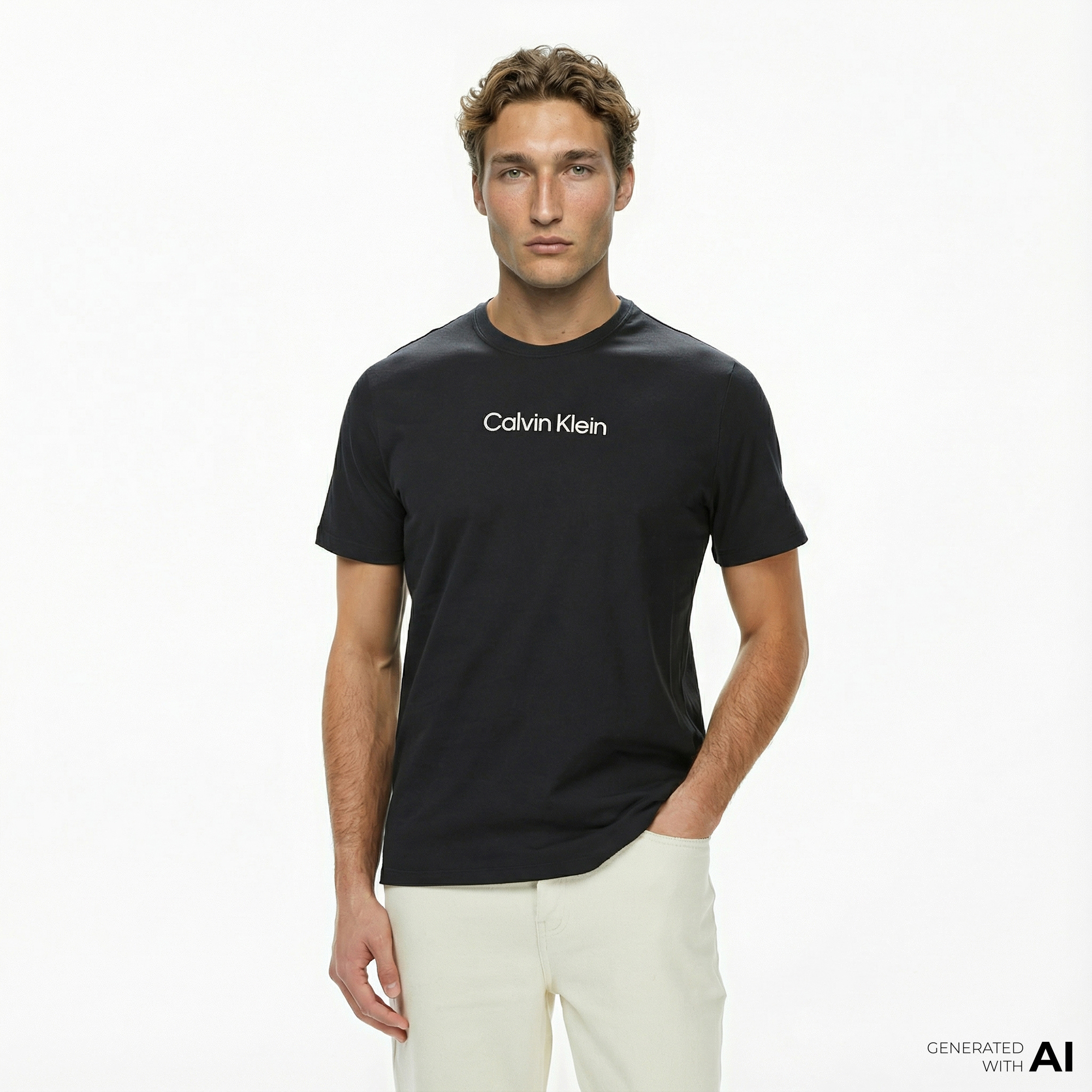  Calvin Klein Standard Logo Crew Erkek Siyah T-Shirt